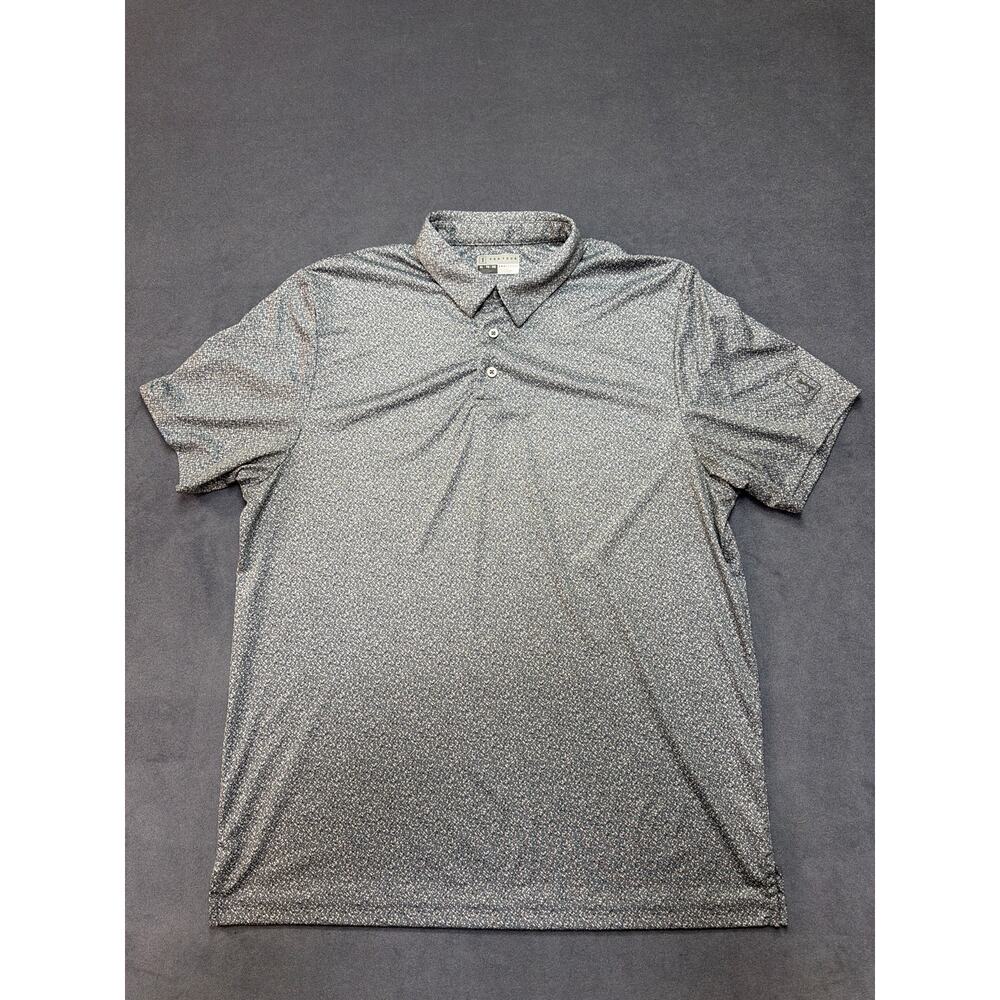 PGA Tour Golf Polo Mens XL Pro Series Athletic Fit Black Gray Speckled